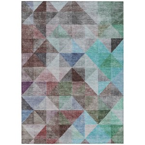 Silver Blue And Purple Geometric Washable Indoor Outdoor Area Rug - 1 of 4