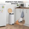 Bamboo Bid 8 Gallon Round Trash Can with Removable Inner Bucket Stainless Steel Garbage Can for Kitchen Office Step On and Soft Close White - 3 of 4