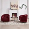 Set of 2 Swivel Accent Chair Modern Teddy Fabric Upholstery with 360-Degree Rotation & Comfy Barrel Shape for Living Room or Bedroom-Cuddlewood - 2 of 4