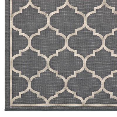 Elegant Gray and Beige Trellis 9' x 12' Synthetic Area Rug