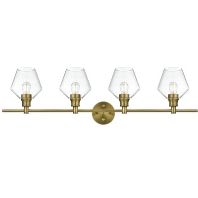 Elegant Lighting Gene 4 Light Satin Gold and Clear Glass Wall Sconce