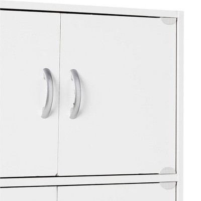 70.1" White Lockable Office Storage Cabinet with Shelves