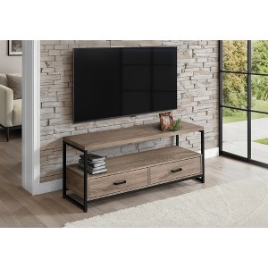 48" Wood-Look TV Stand with Metal Frame, Dual Drawers, and Open Concept Shelves for Living Room - 1 of 4