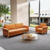 TiramisuBest Orange Velvet Sofa and Armchair Set,Mid-Century Modern Living Room Furniture with Gold Metal Accents,Plush Couch and Matching Chair - 3 of 4