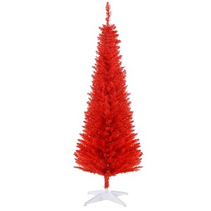 Aghana Digitals 5FT Red Slim Pencil Artificial Christmas Tree with 294 Realistic Branch Tips & - 1 of 4