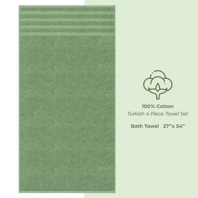 Sage Green 100% Cotton Turkish 4 Piece Bath Towel Set