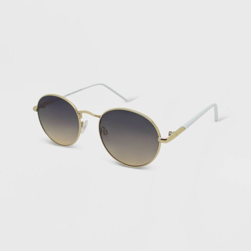 Women&#39;s Plastic Metal Combo Round Sunglasses - Wild Fable&#8482; Gold/White, 2 of 3