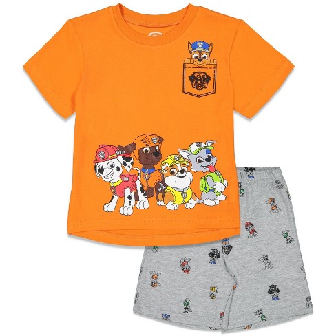 Paw Patrol Chase Marshall Rubble Rocky Toddler Boys Graphic T Shirt Bike Shorts French Terry Set 4T