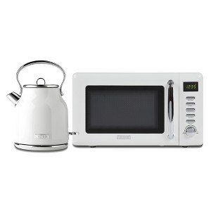 Haden Heritage 1.7 Liter Stainless Steel Electric Kettle Bundled with 0.7 Cubic Foot Compact Countertop Microwave Oven, 700 Watts, Ivory & Chrome - 1 of 4