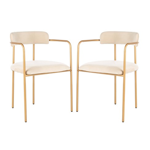 Set Of 2 Camille Side Chair Beige Gold Safavieh