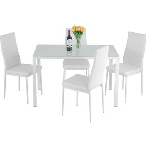 FDW Dining Table Set Glass for Small Spaces Kitchen Table and Chairs for 4 Table with Chairs Home Furniture Rectangular Modern - 1 of 4