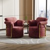 Lyngins Modern Upholstered Single Sofa Swivel Chair with Gold Metal Legs,Accent Round Armchair for Bedroom,Office - 2 of 4