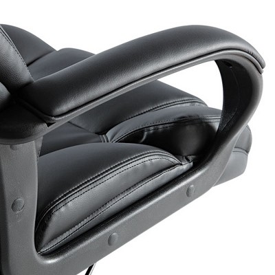 Elegance High-Back Black Leather Swivel Executive Chair with Plastic Arms