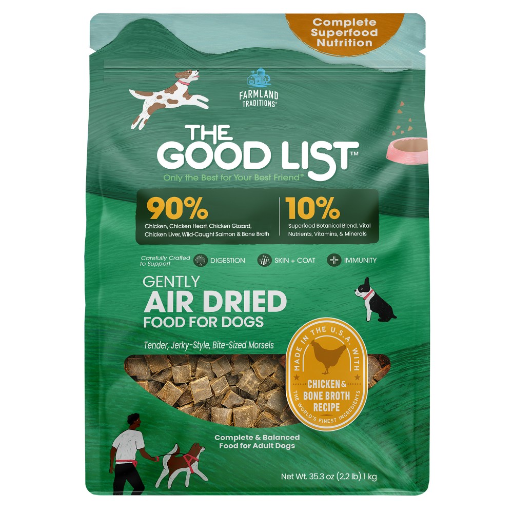 The Good List Farmland Traditions Chicken & Bone Broth Dry Dog Food - 35.3oz