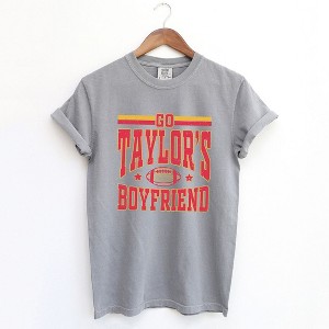 Simply Sage Market Women's Go Taylor's Boyfriend Football Short Sleeve Garment Dyed Tee - 1 of 4