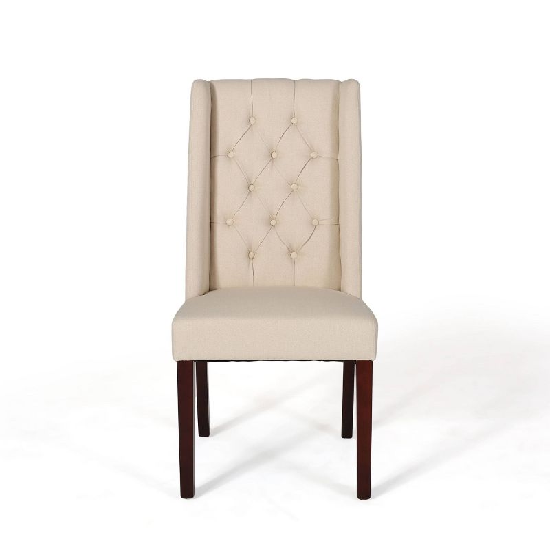 Set of 2 Blount Wooden Dining Chairs with Fabric Cushions Beige/Natural Finish - Christopher Knight Home, 5 of 15