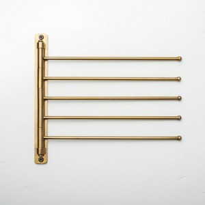 Brushed Metal Swivel Coat Rack Brass Finish - Hearth & Hand™ with Magnolia: Wall Mount, 5 Pegs, No Assembly Required - 1 of 3