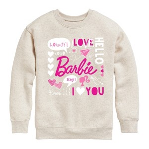 Boys' - Barbie - Barbie Valentine's Collage Graphic Long Sleeve Fleece Sweatshirt - 1 of 4