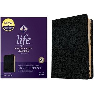 NKJV Life Application Study Bible, Third Edition, Large Print (Bonded Leather, Black, Indexed, Red Letter) - (Leather Bound) - 1 of 1