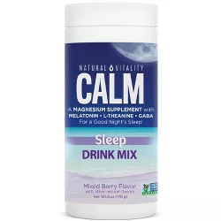 Natural Vitality Calm Sleep Drink Mix, Magnesium Supplement with Melatonin, L-Theanine and GABA, Mixed Berry Flavor, 6 Ounces