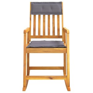 vidaXL Rocking Chair - Solid Acacia Wood with Dark Gray Cushions - Ideal for Indoor and Outdoor Use - Comfortable Backrest and Seating - 1 of 4