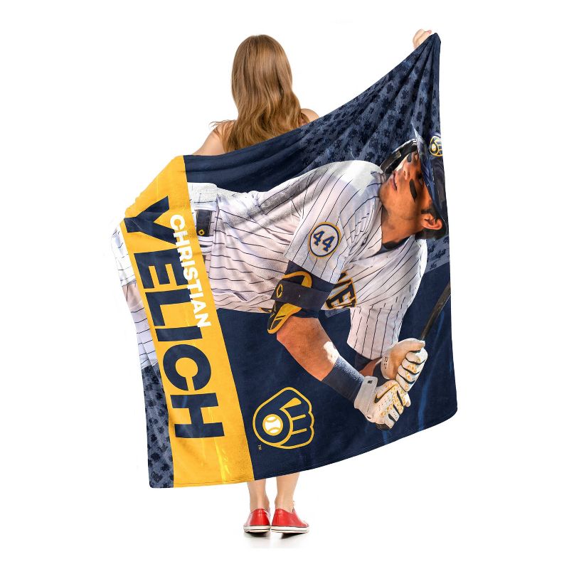 50&#34;x60&#34; MLB Milwaukee Brewers Christian Yelich Silk Touch Throw Blanket, 4 of 6
