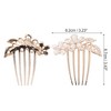 Unique Bargains Women's Double Flowers Hair Insert Comb Gold Tone Gold Tone White 1 Pc - 2 of 3