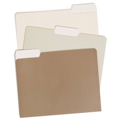 U Brands 12ct File Folders Subtle Textures: Office Supplies, Non-Pronged, Paper, 30 Sheet Capacity, Multicolored