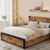 Jojoka Platform Bed Frame with Wood Headboard, Metal Bed Frame with Under Bed Storage and Support - 3 of 4