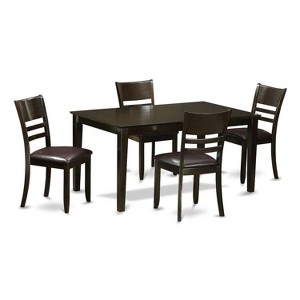 HomeStock 5-Piece Rectangle Cappuccino Finish Solid Wood Top Dining table with 4 Chairs - 1 of 4