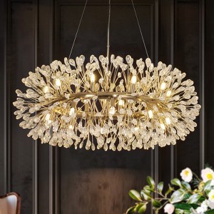 Rennnsan Brimly 34" W 20 - Light Sputnik Dandelion Wagon Wheel Crystal Modern Glam Dimmable Chandelier - 1 of 4