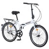 Gulches 24 Inch Folding Bike for Adults Men Women Single Speed Steel Frame Dual V Brakes Fenders Adjustable Leather Saddle White - 2 of 4