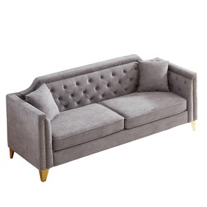 NicBex 81 Inch Chenille Pull Buckle Design 3-Seater Sofa with 2 Throw Pillows for Living Room,Apartment,Bedroom - 1 of 4