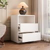 ATJafurn White Cabinet Freestanding Storage Cabinet, Floor Cabinet Nightstands With 2 Drawers For Living Room, Bed Room - 3 of 4