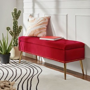 Hippolytus Storage Bench with Nailhead Trim and Button-tufted for Bedroom| ART OF LIVING DESIGNS - 1 of 4