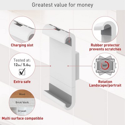 White Fixed Tablet Wall Mount with 360° Rotation