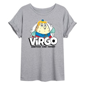 Women's - SpongeBob SquarePants - Mrs. Puff Virgo Ambitious Kind Patient Oversized Graphic T-Shirt - 1 of 4