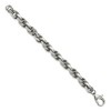 Black Bow Jewelry Men's Stainless Steel 10mm Polished Loose Rope Chain Bracelet, 8.5 In - 2 of 4