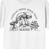 Elevation 7573 Cadillac North Ridge Trail Maine With Mushroom Graphic Men's White Short Sleeve Crew Neck Tee - 2 of 3