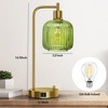 Itopfox Industrial Table Lamp Set of 2 Green Glass USB A&C Ports Stepless Dimmable Gold Nightstand Lamps for Bedroom, Living Room, Office, Home Decor - 2 of 4