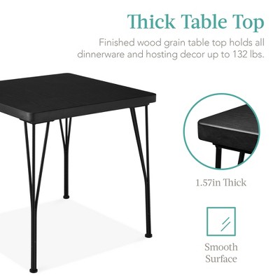 Black Metal and Wood 3-Piece Square Dining Set with Slat Back Chairs
