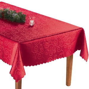 Collections Etc Fancy Scroll Scalloped Edge Festive Tablecloth - 1 of 2