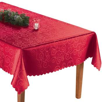Collections Etc Fancy Scroll Scalloped Edge Festive Tablecloth
