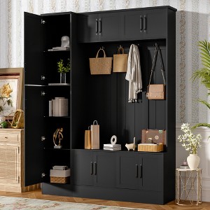 Lycvki 79'' Tall Modern Hall Tree with Shoe Storage and Adjustable Shelf for Entryway - 1 of 4