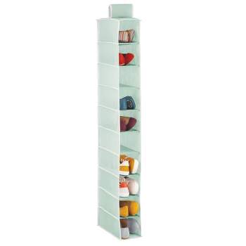 mDesign Soft 10 Shelf Fabric Closet Hanging Storage Unit - Mint/White