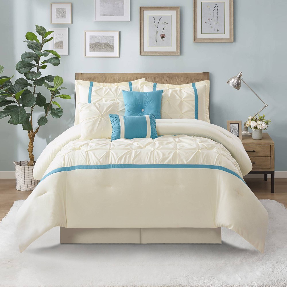 Photos - Bed Linen Nanshing 7pc Queen Elena Comforter Set Light Blue