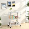 Commercial Grade 3 Tier Rolling Utility Kitchen Cart with Wire Shelving, 600Lbs Heavy Duty Capacity, Handle Bar, for Restaurant Office Storage - 4 of 4