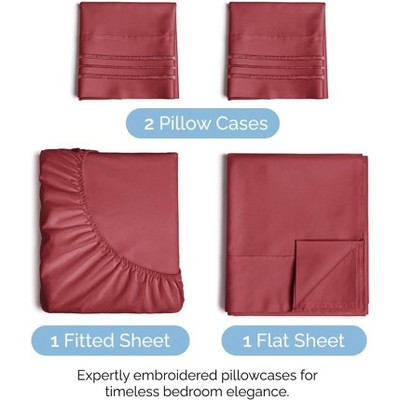 Burgundy California King Microfiber 4-Piece Bed Sheet Set