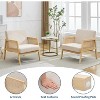 2PCS Mid Century Modern Accent Chair, Comfy Chairs with Sturdy Wood Legs, Rattan Backrest & Beige Thick Linen Cushion,for Bedroom Balcony - 3 of 4
