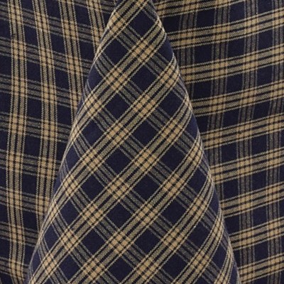 Navy and Beige Plaid Cotton Square Tablecloth, 54" x 54"